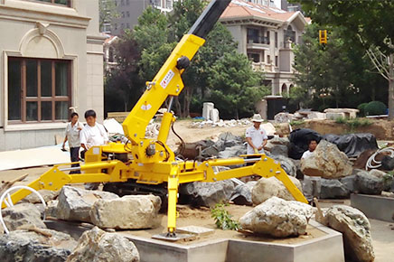 KB3.0 spider car/micro-crawler crane works at a villa site in tangshan.